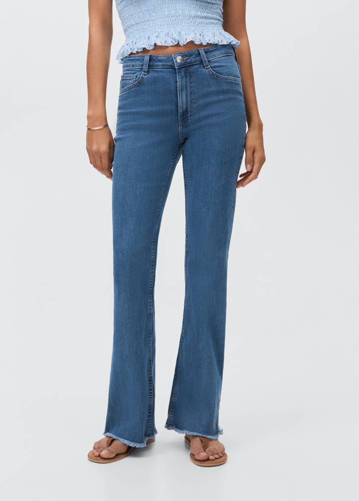 Frayed low-rise skinny jeans — Medium Blue