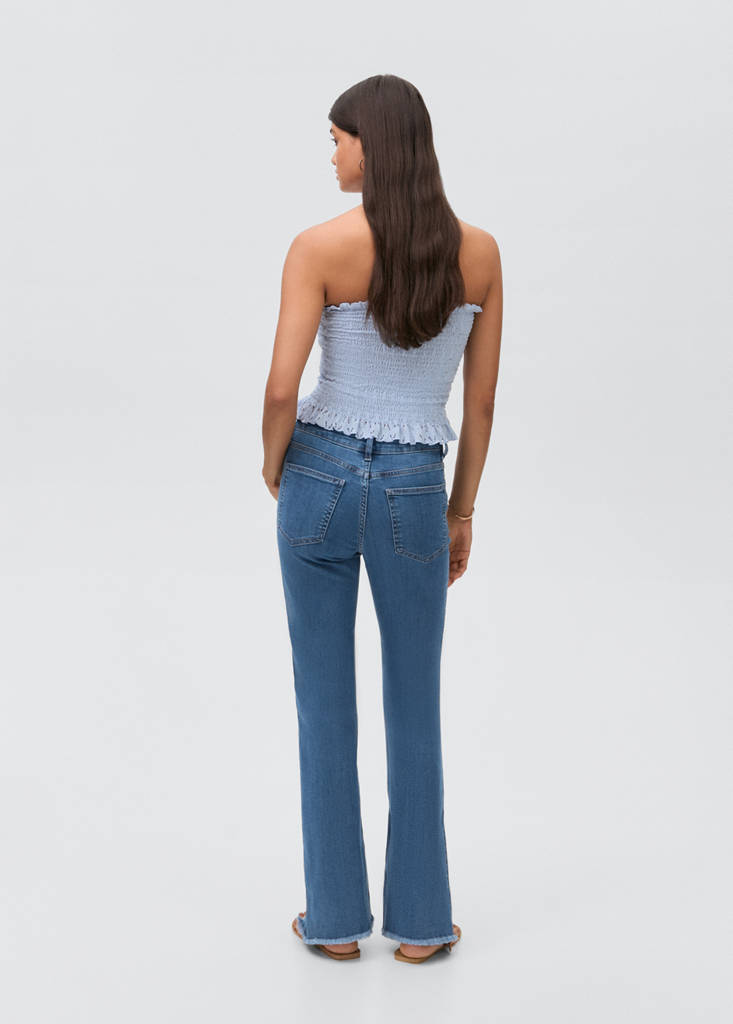 Frayed low-rise skinny jeans — Medium Blue