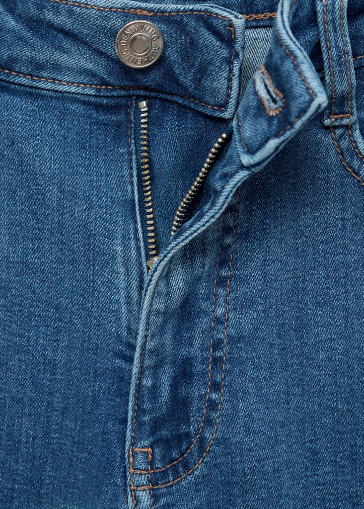 Frayed low-rise skinny jeans — Medium Blue