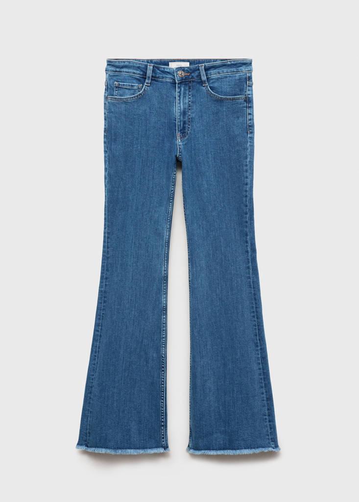 Frayed low-rise skinny jeans — Medium Blue
