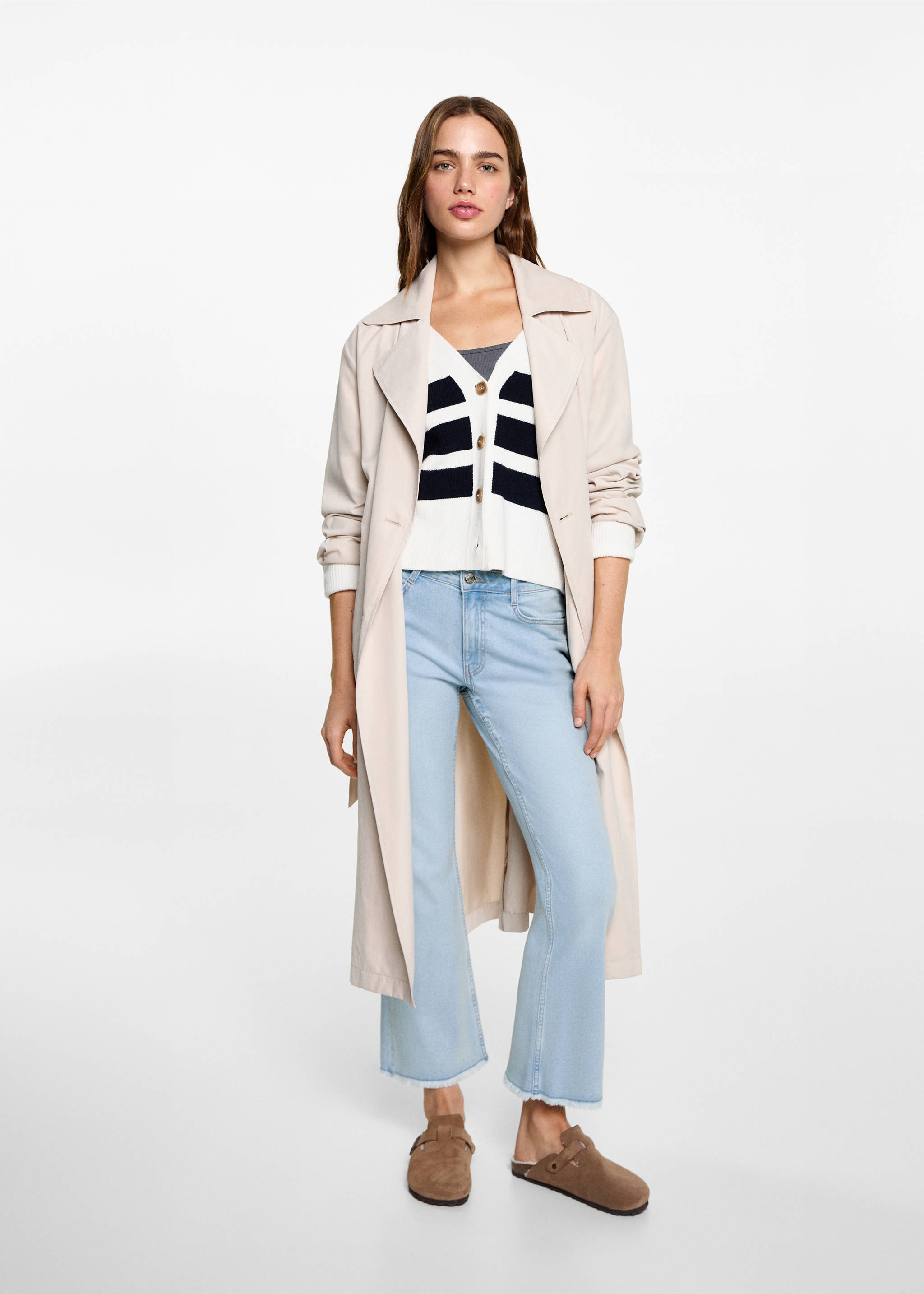 Jeans flare crop - Plano general, Azul claro. Ref: 87001069-00.