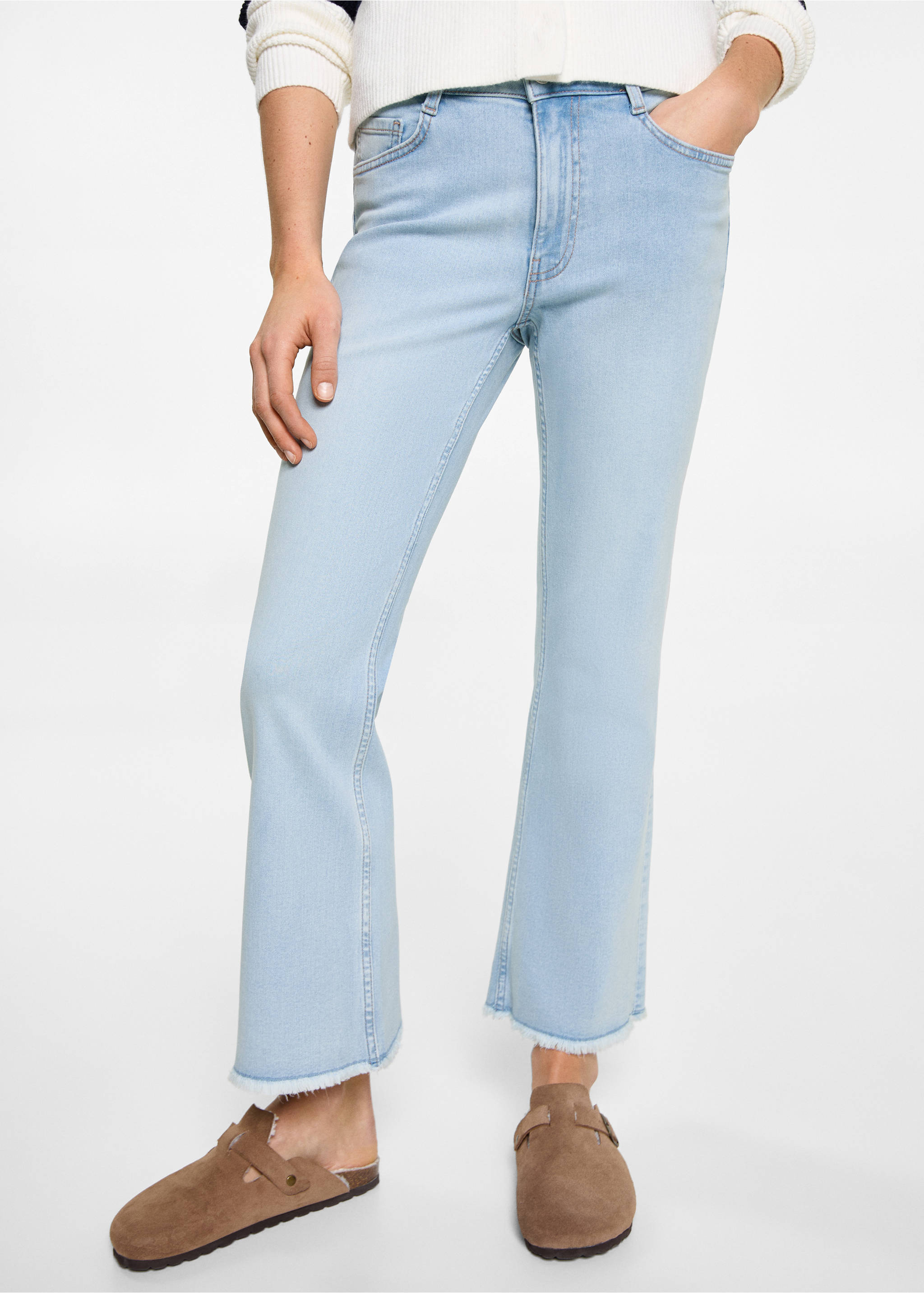 Jeans flare crop - Plano medio, Azul claro. Ref: 87001069-00.