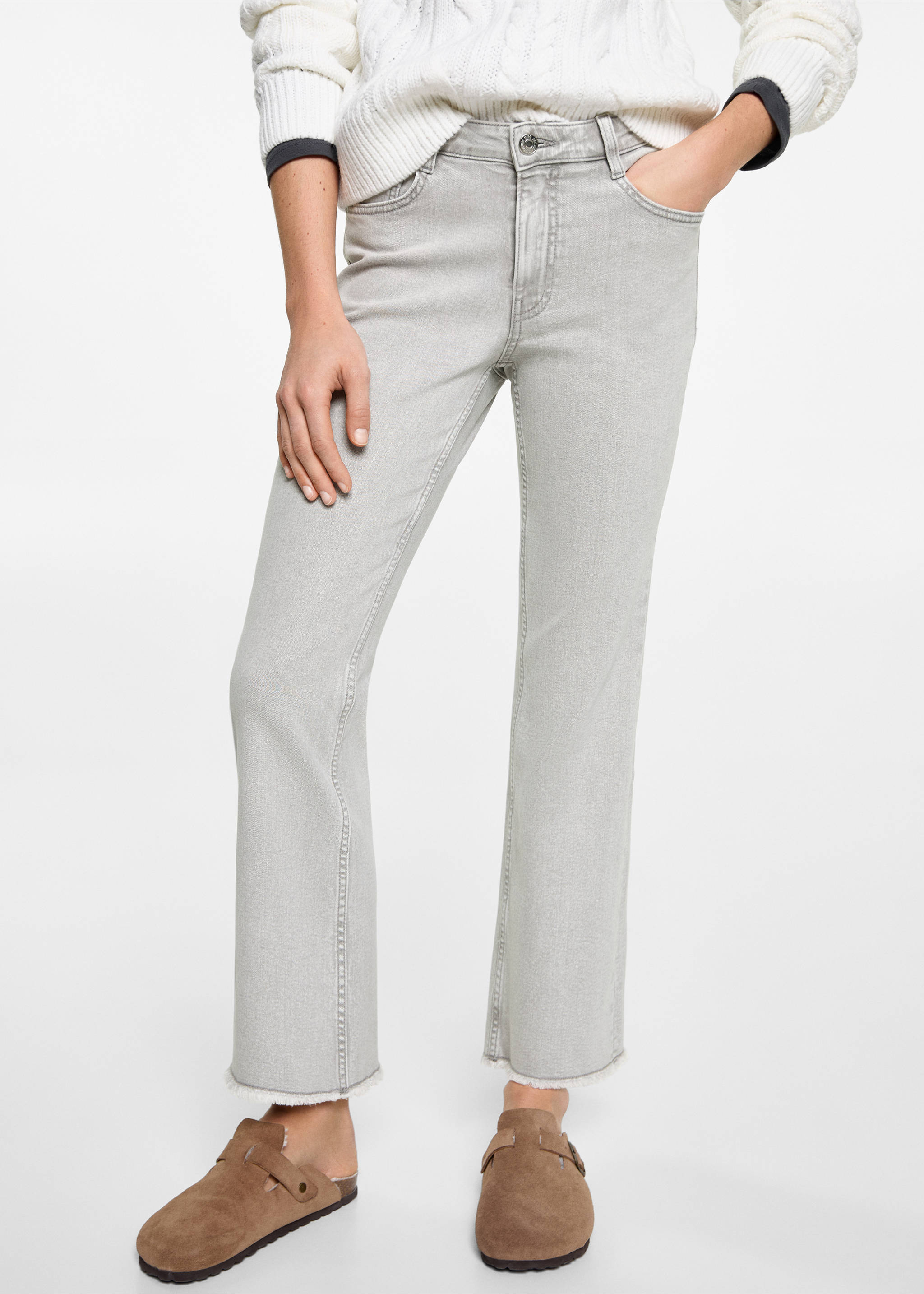 Crop flared jeans - Medium plane, Denim Grey. Ref: 87001070-00.