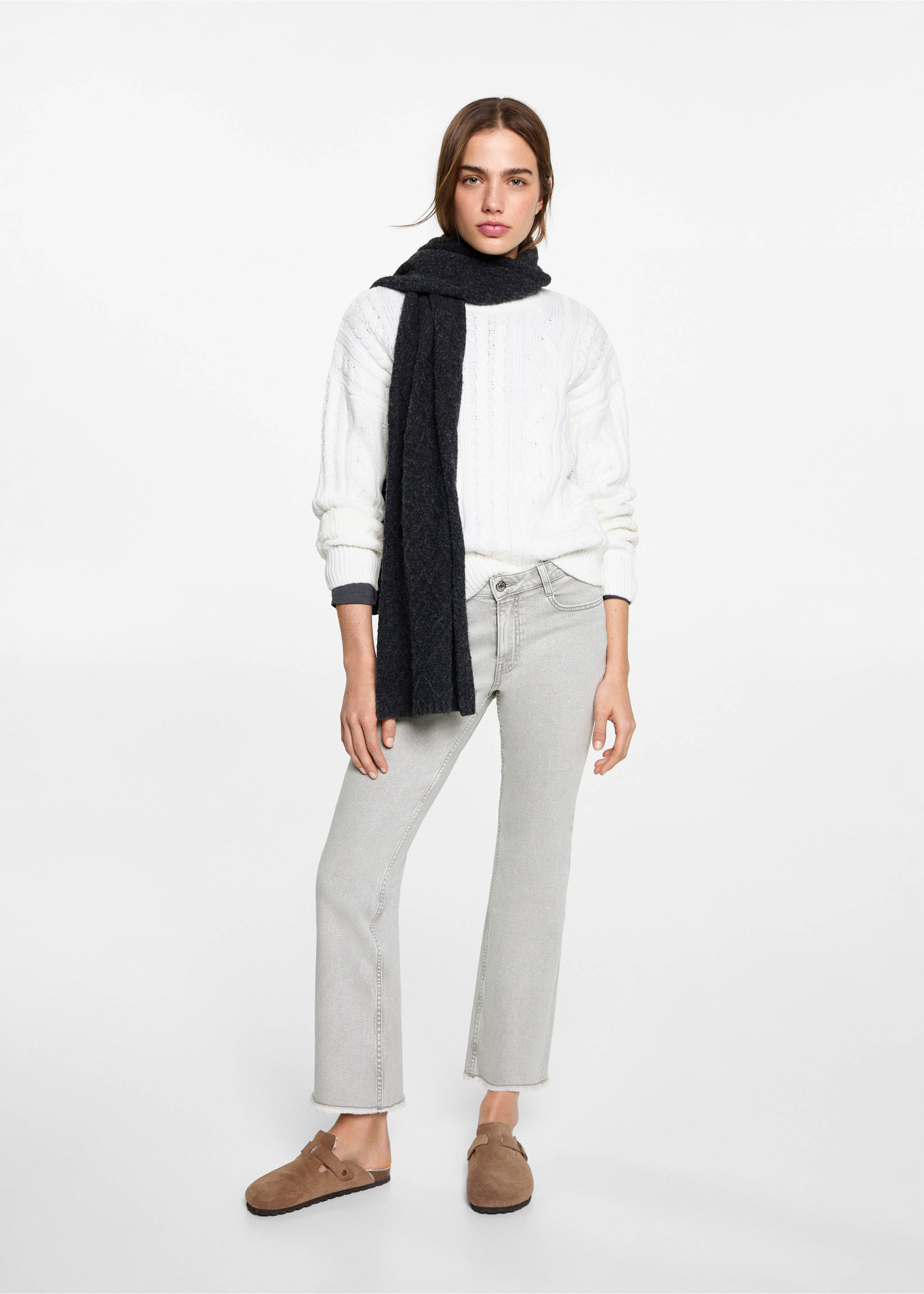 Crop flared jeans - Details of the article 2, Denim Grey. Ref: 87001070-00.