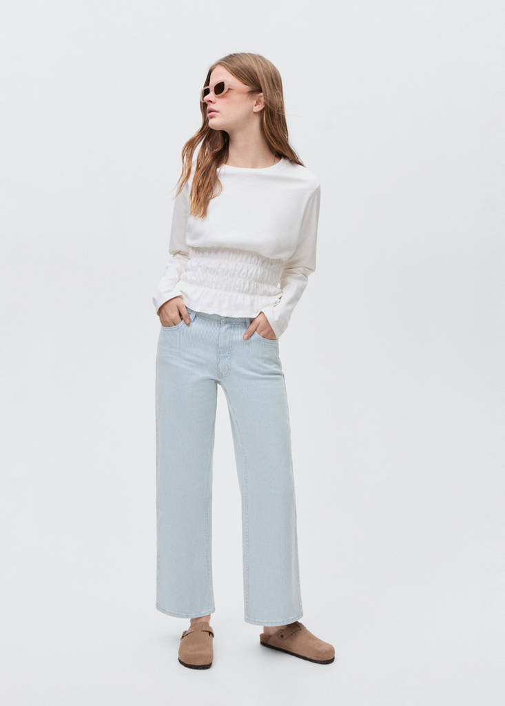 Striped culotte jeans — Blue