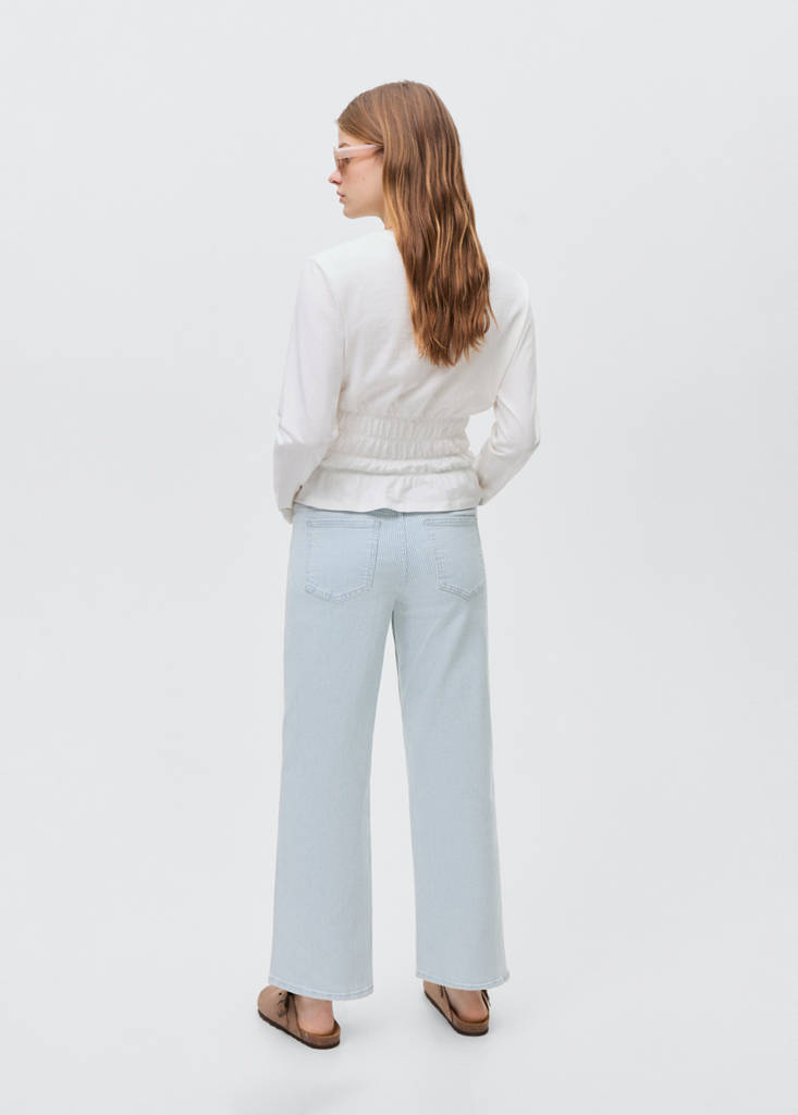 Striped culotte jeans — Blue