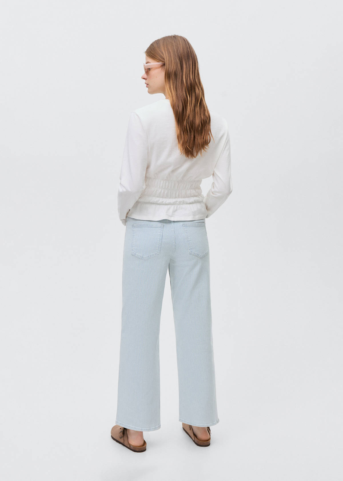 Striped culotte jeans — Blue