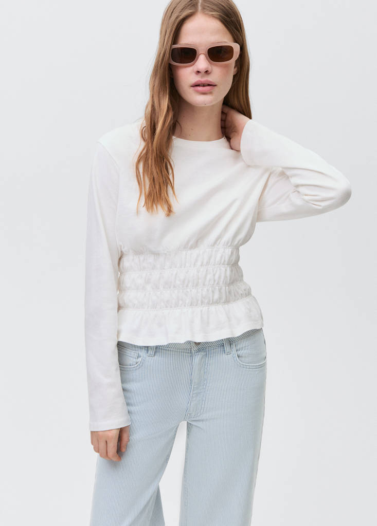 Striped culotte jeans — Blue