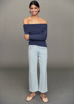 Striped culotte jeans — Blue 1
