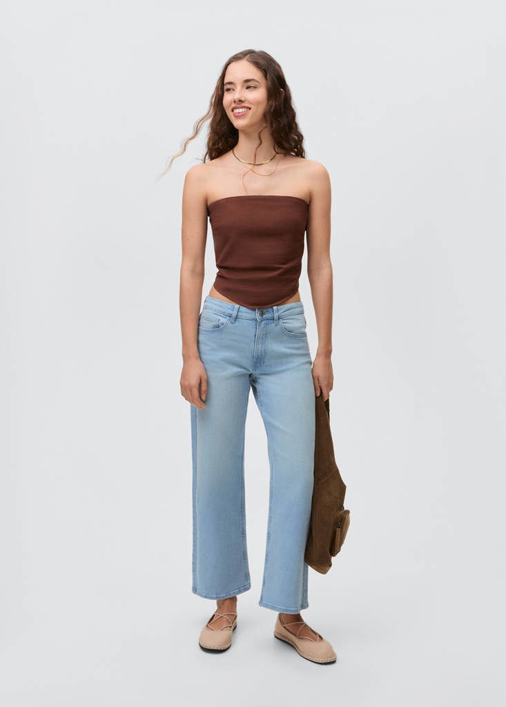 Jeans culotte mid-waist comfort — Light Blue