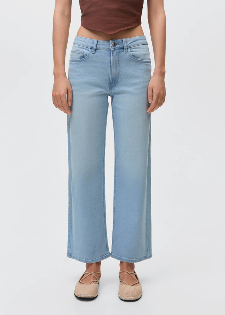 Jeans culotte mid-waist comfort — Light Blue