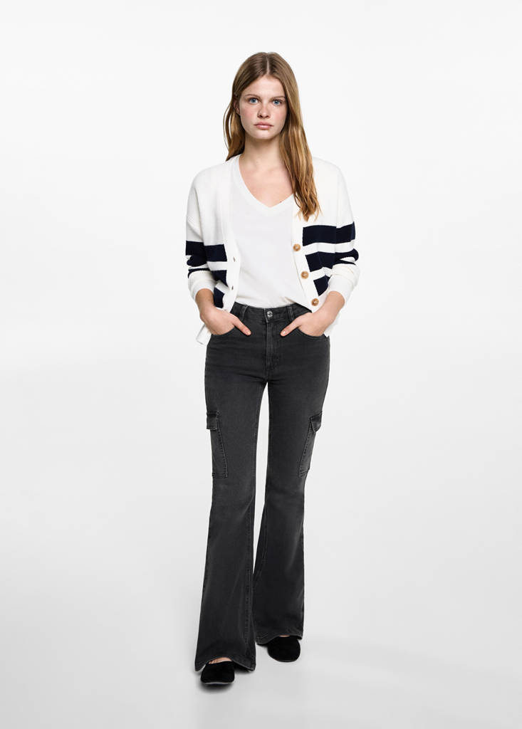 Flared cargo jeans — Black denim