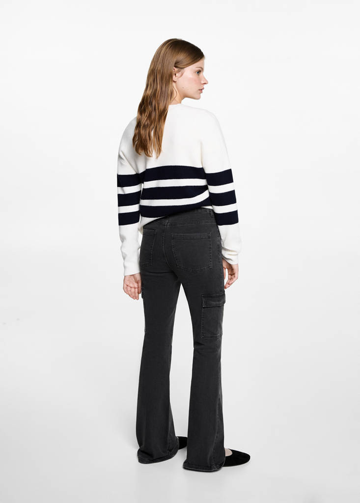 Flared cargo jeans — Black denim