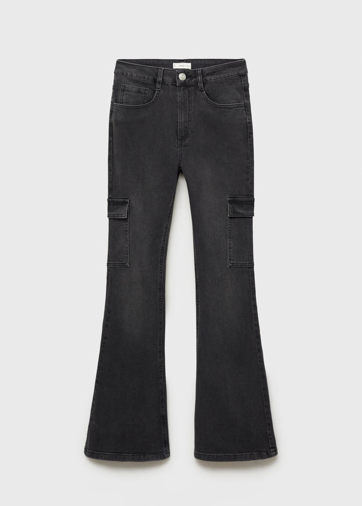 Flared cargo jeans — Black denim