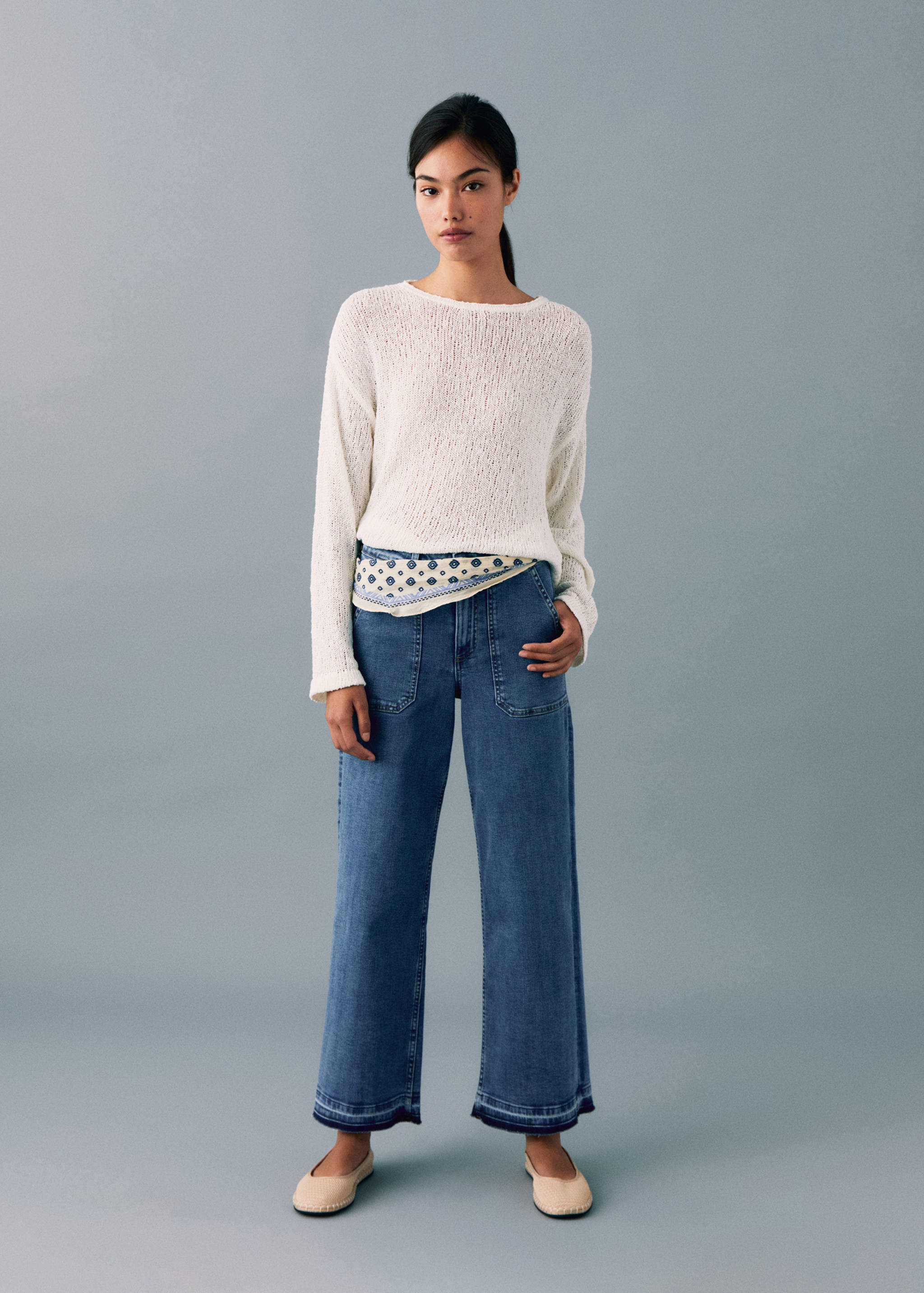 Culotte jeans with pockets - General plane