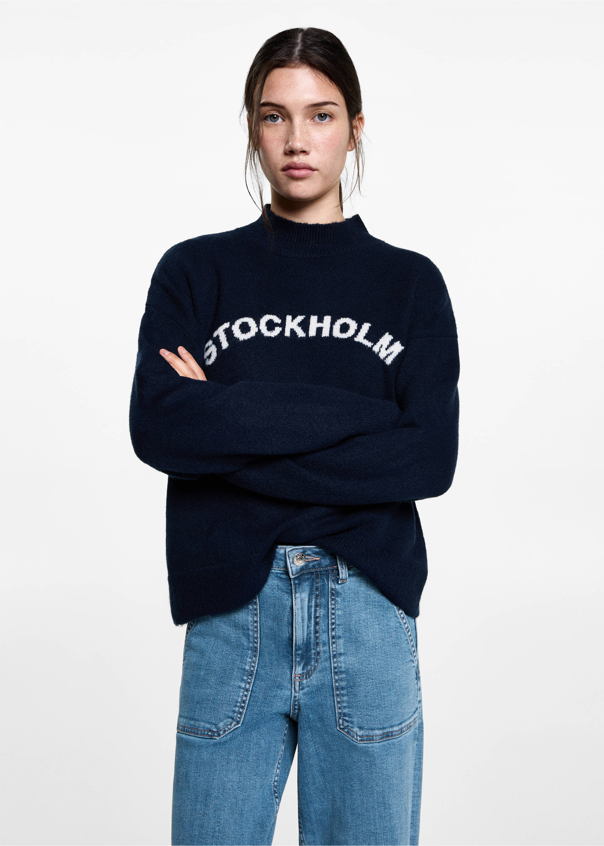 Culotte jeans with pockets - Medium plane, Medium Blue. Ref: 87001077-00.