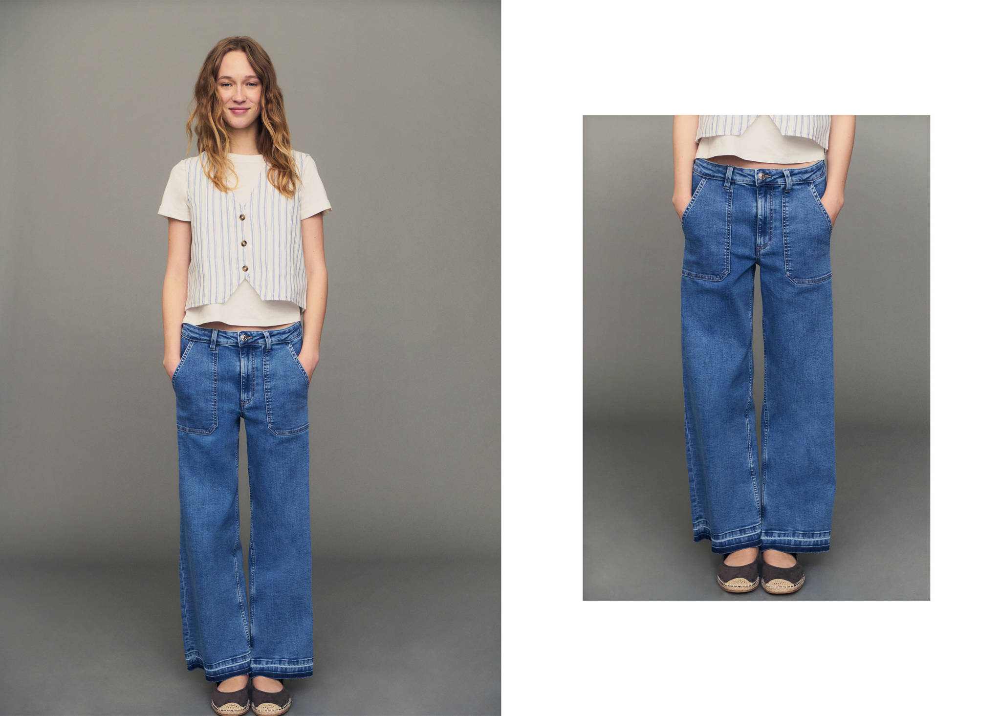 Jean style jupe-culotte poches - Plan panoramique