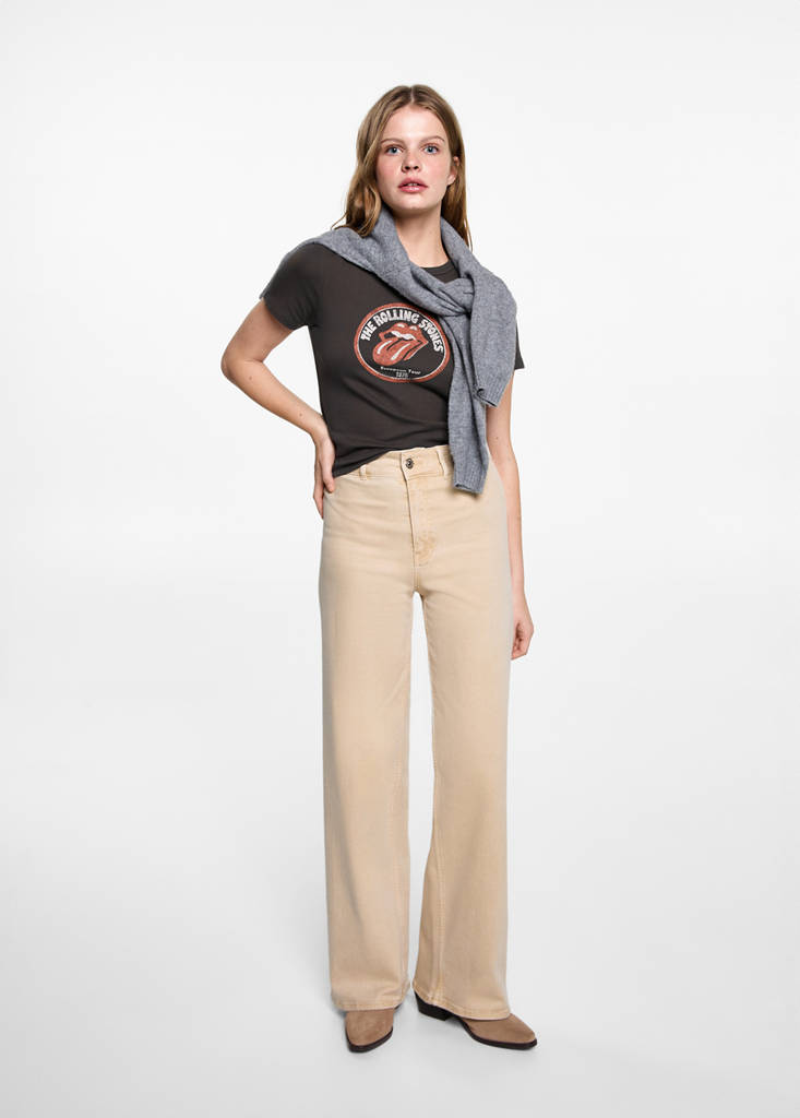 MANGO TEEN - Jean wide leg beige - XXS - Fille Teen