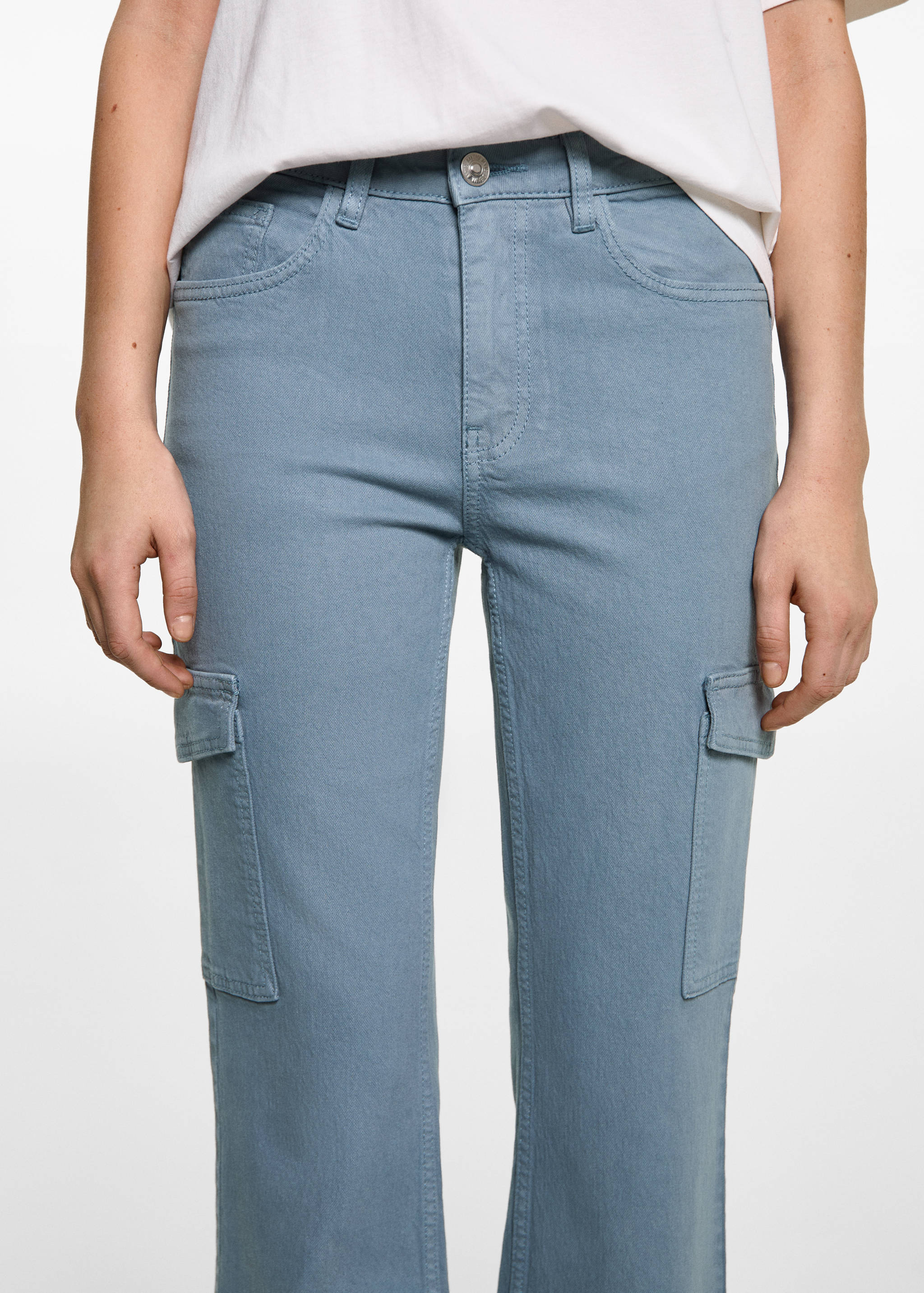 Crop flare kargo pantolon - Orta plan