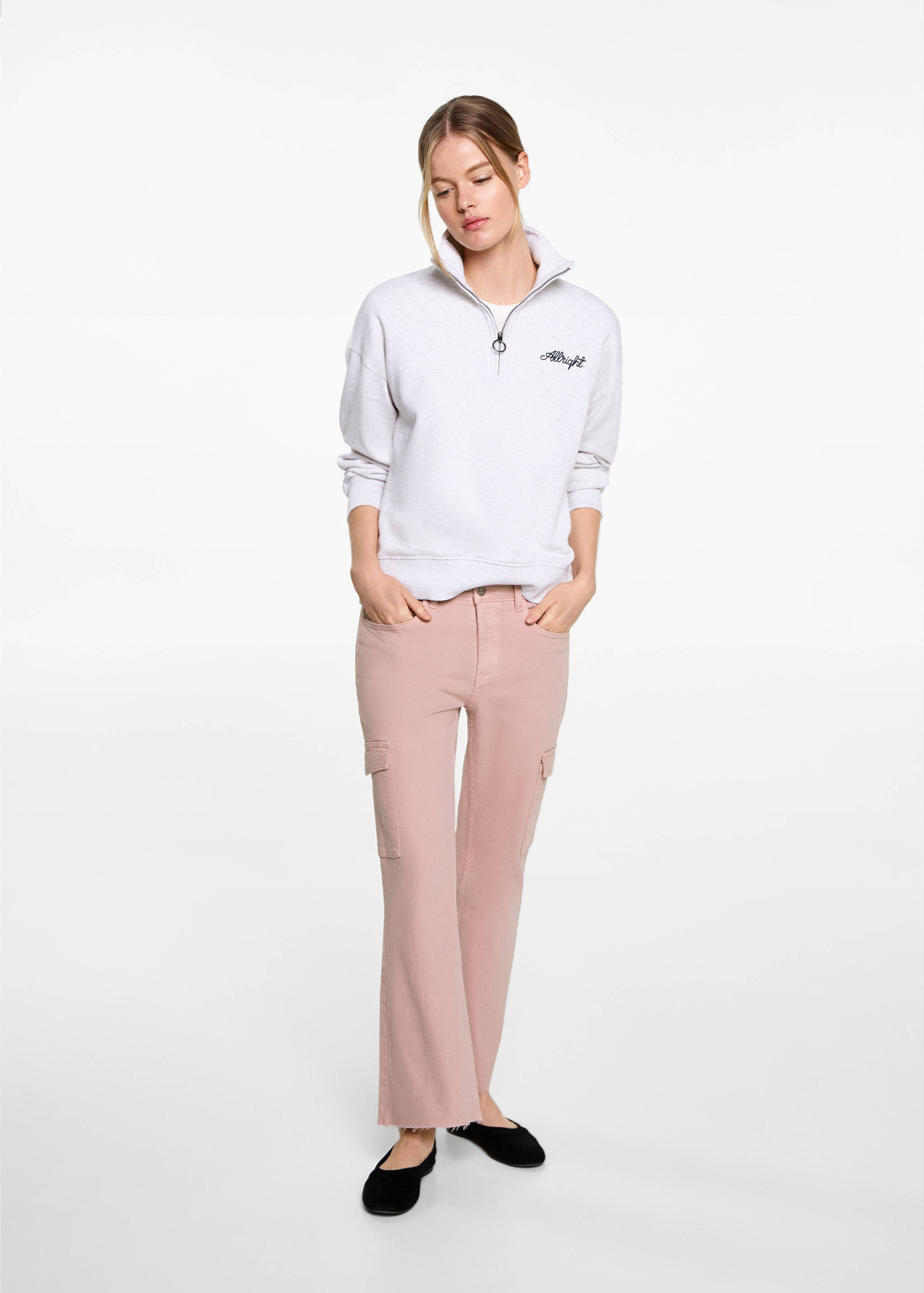 Cropped flared cargo jeans - General plane