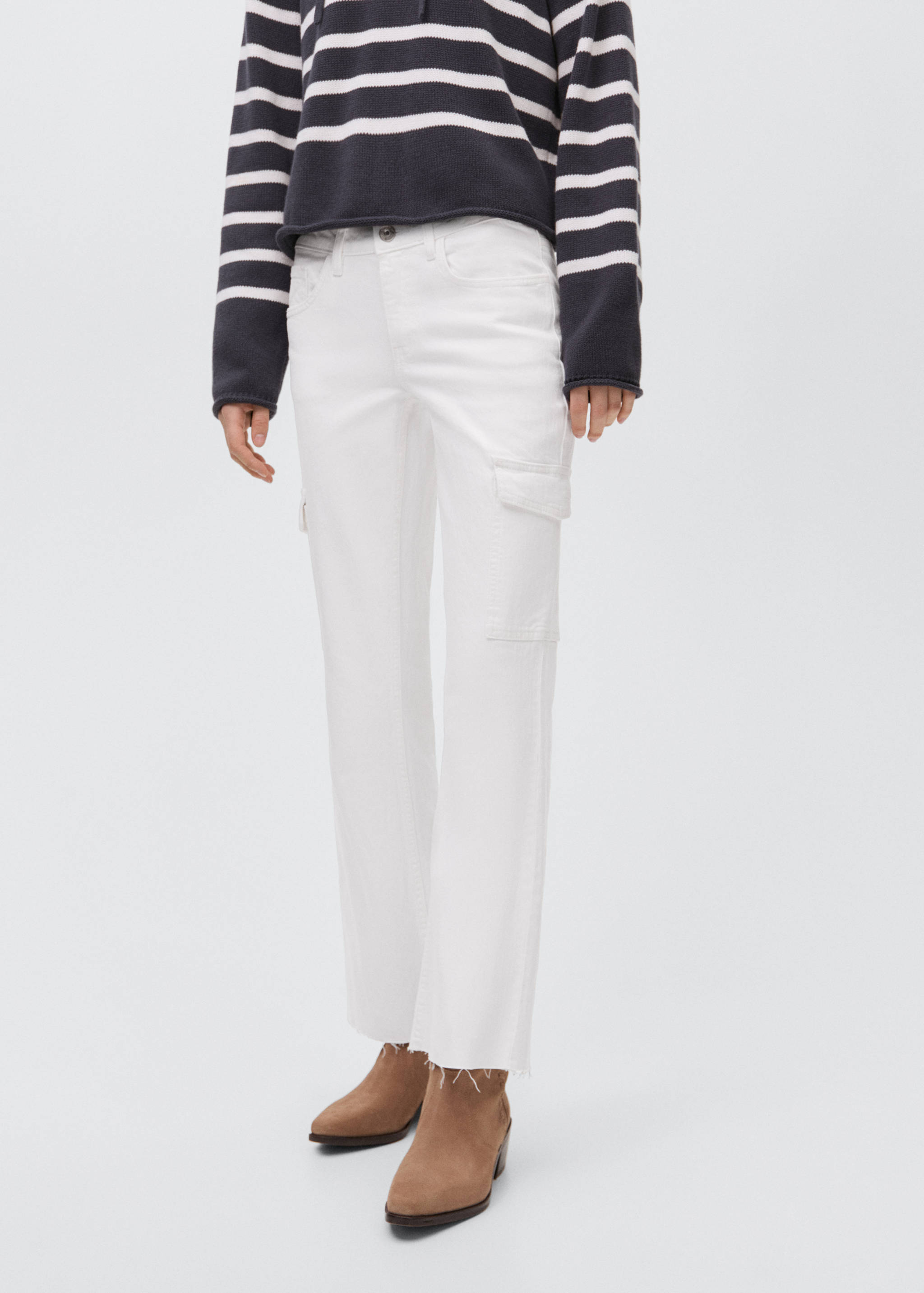 Cropped flared cargo jeans - Medium plane