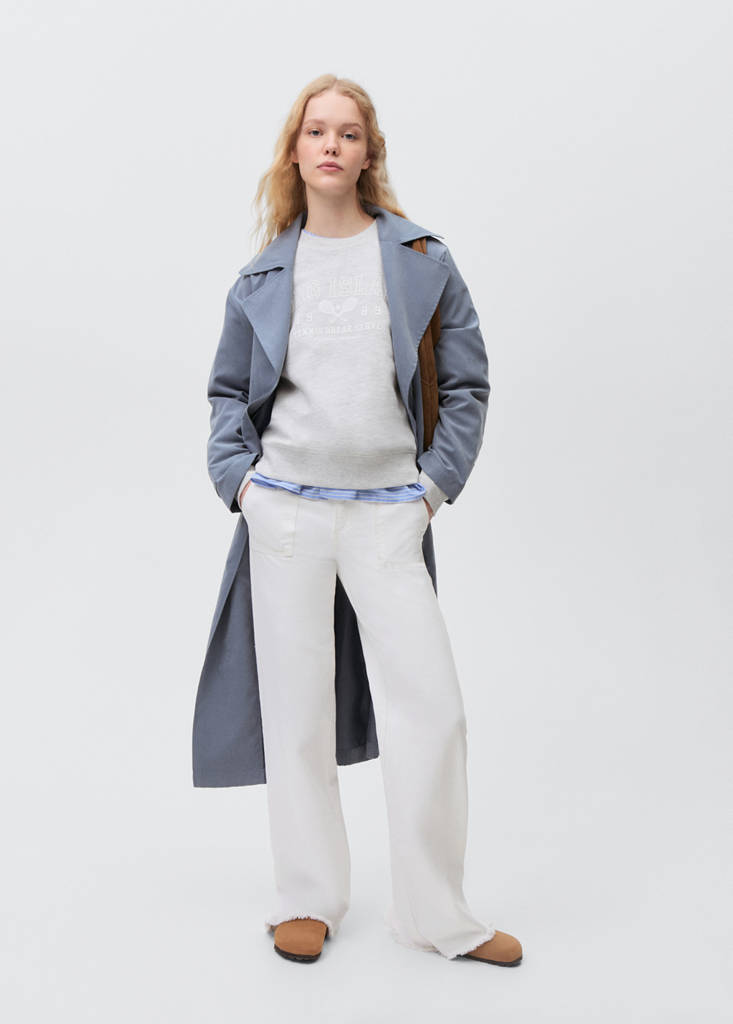 Wideleg low frayed hem jeans — White