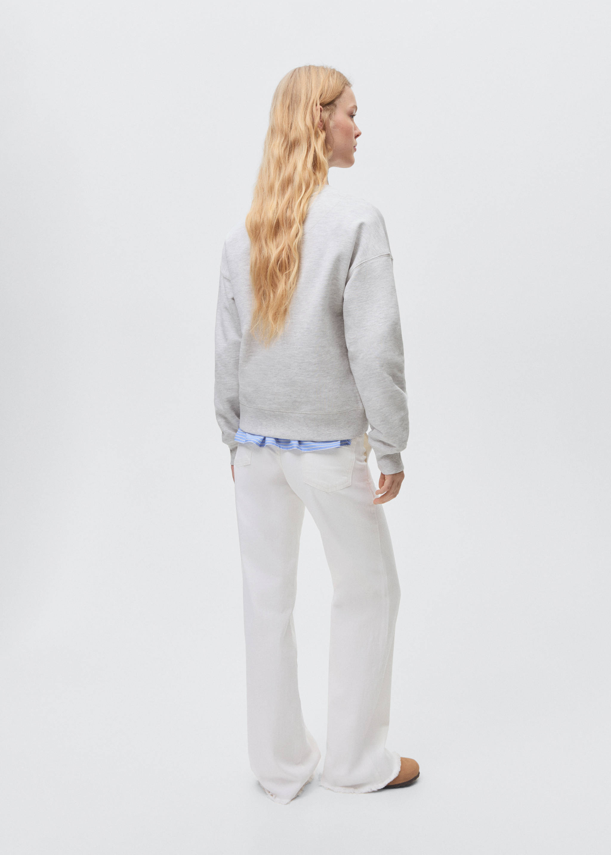 Calças de ganga wideleg com base desfiada - Verso do artigo