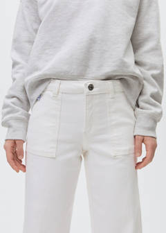 Wideleg low frayed hem jeans — White 4