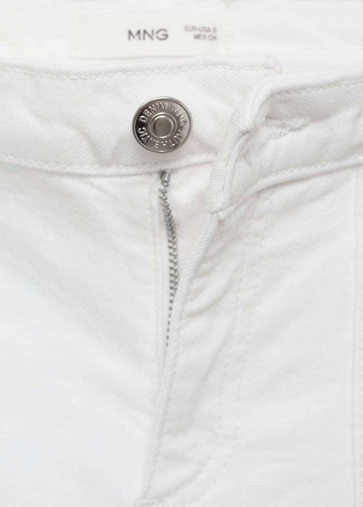 Wideleg low frayed hem jeans — White