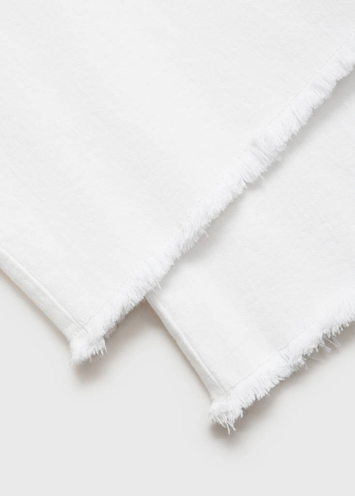 Wideleg low frayed hem jeans — White