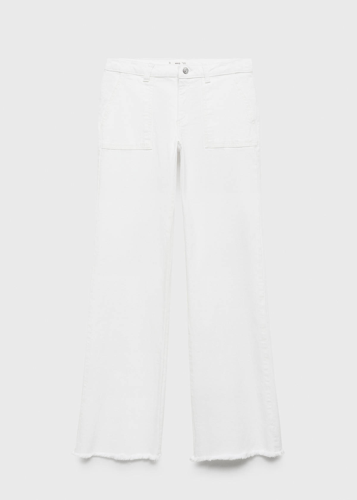 Wideleg low frayed hem jeans — White