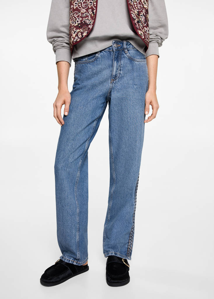 Jeans with braided sides — Medium Blue