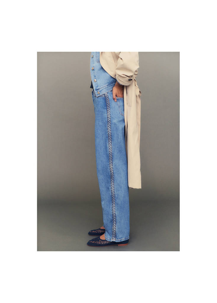 Jeans with braided sides — Medium Blue