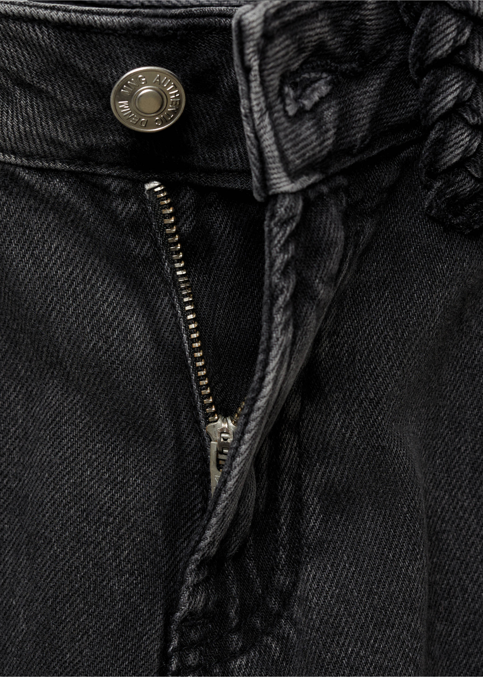 Jeans rectos trabillas trenzadas - Detalle del artículo 8, Denim negro. Ref: 87001093-00.