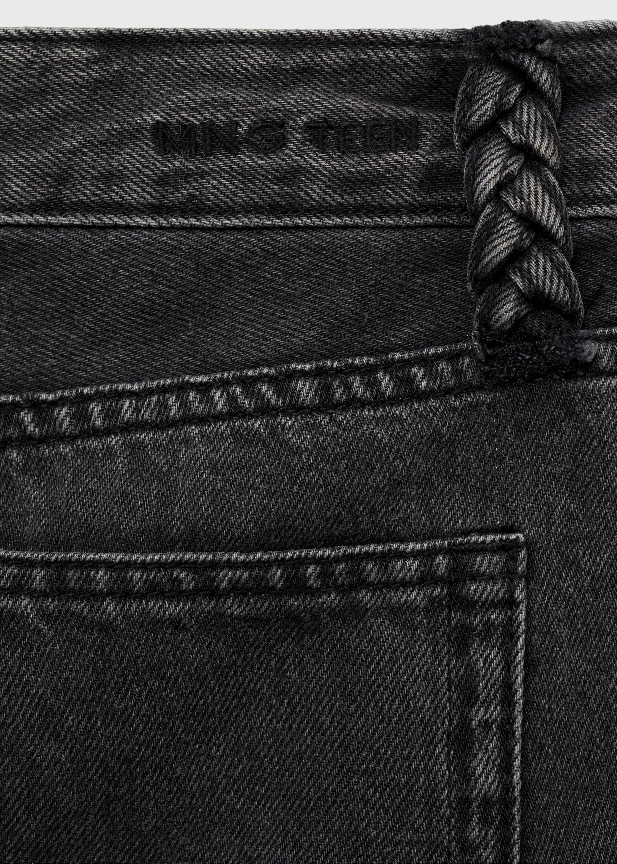 Jeans rectos trabillas trenzadas - Detalle del artículo 0, Denim negro. Ref: 87001093-00.