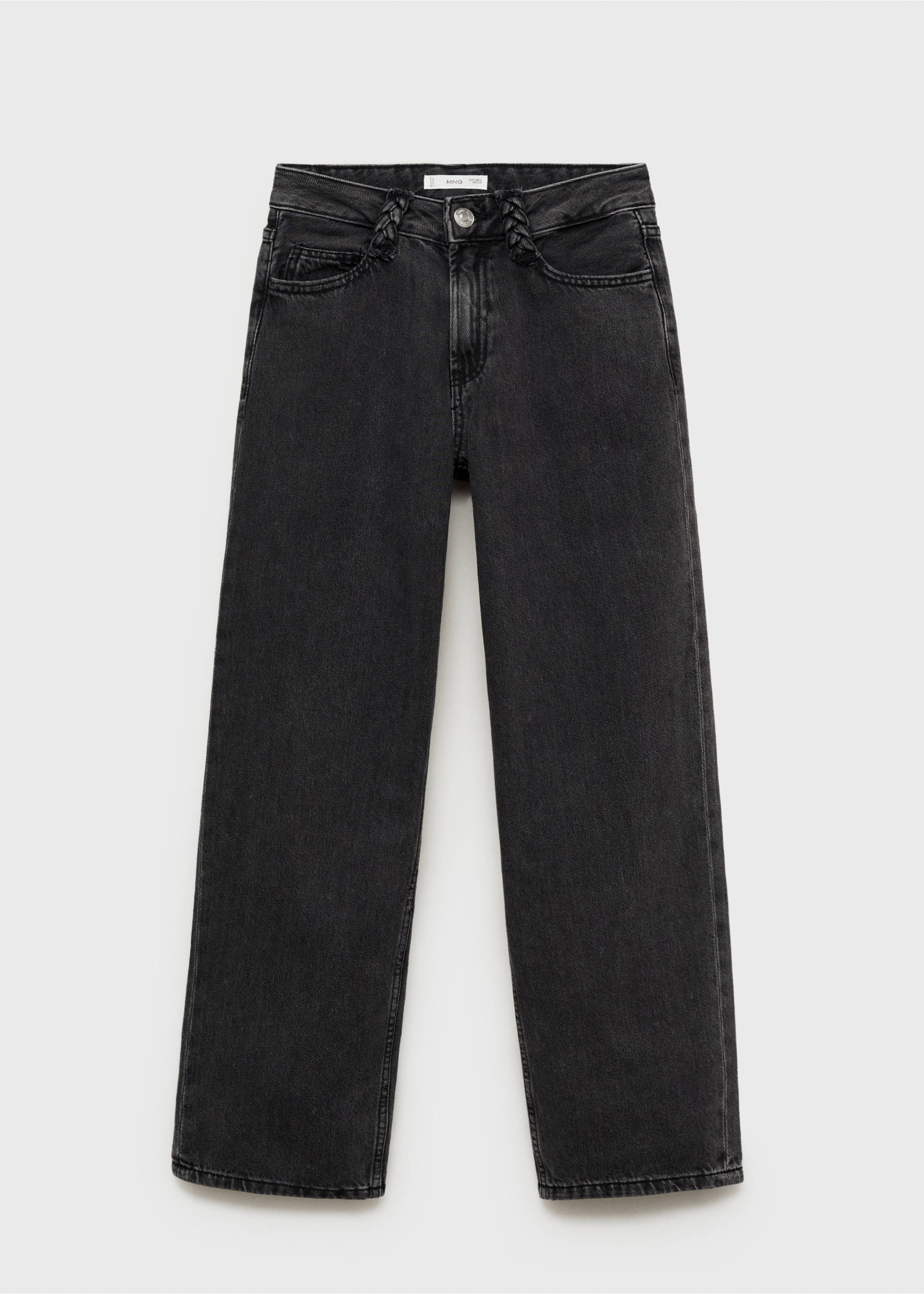 Jeans rectos trabillas trenzadas - Artículo sin modelo, Denim negro. Ref: 87001093-00.