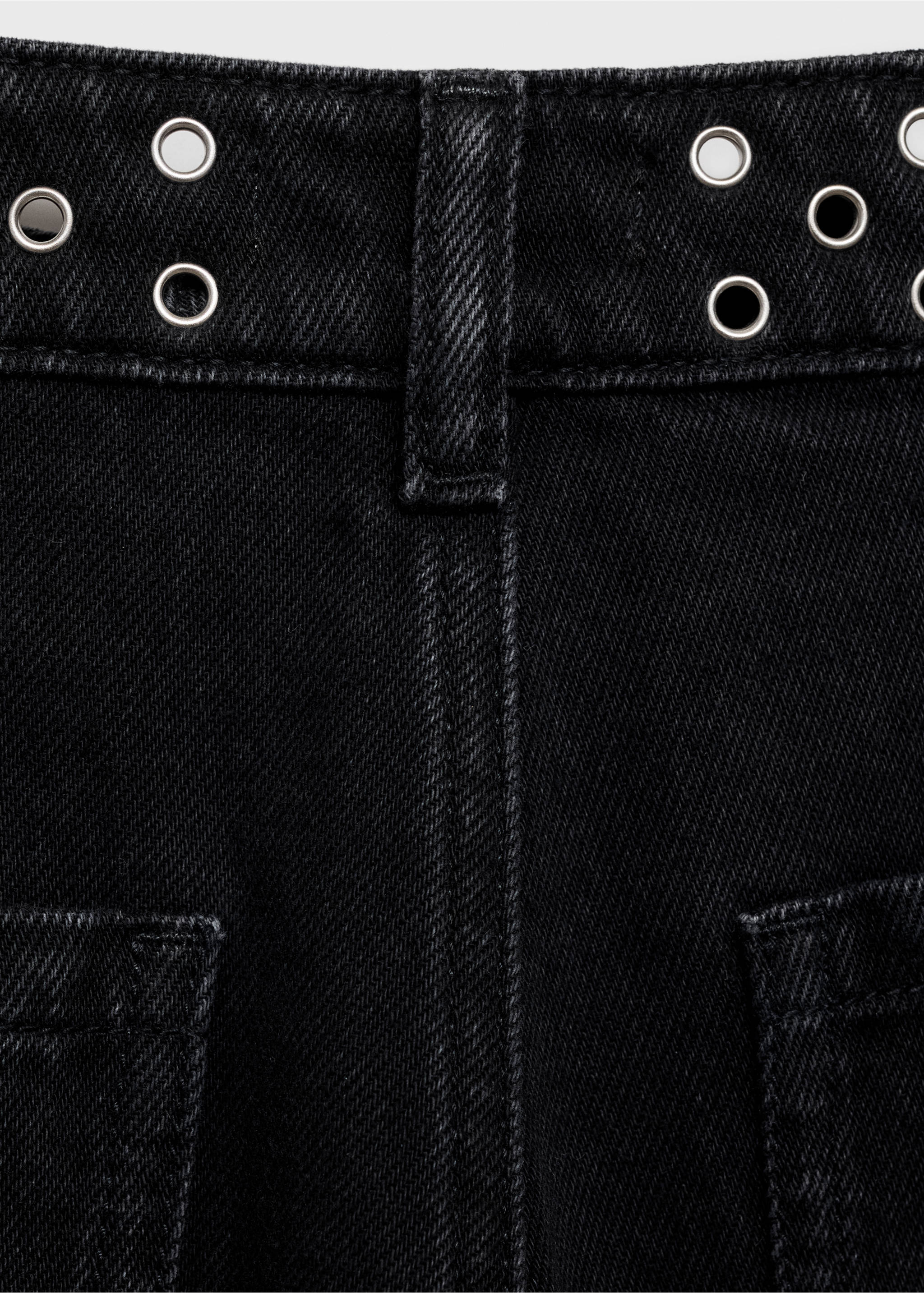Jeans wide leg - Details of the article 0, Black denim. Ref: 87001094-00.