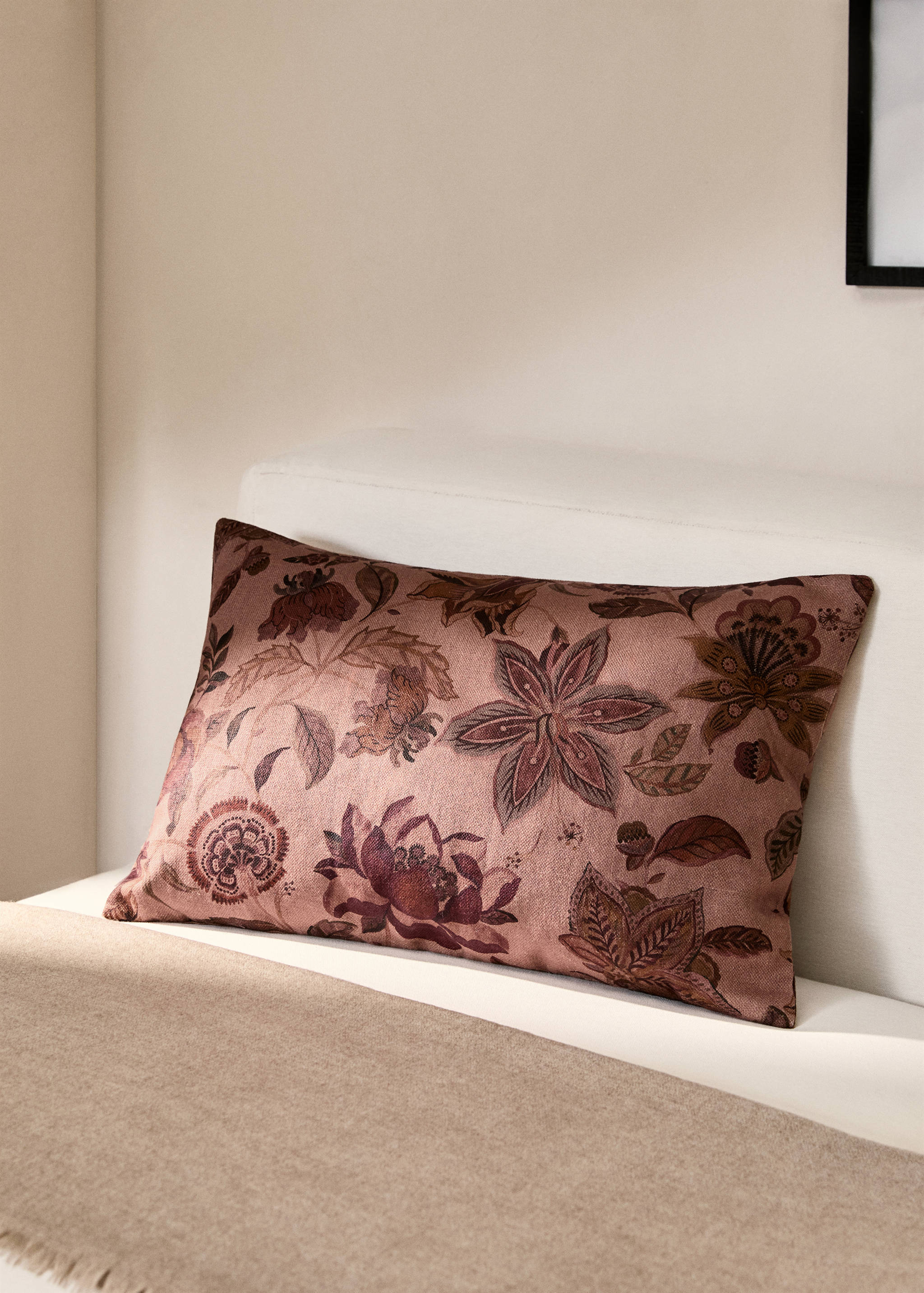 Linen floral-print cushion cover 40x60 cm - General plane