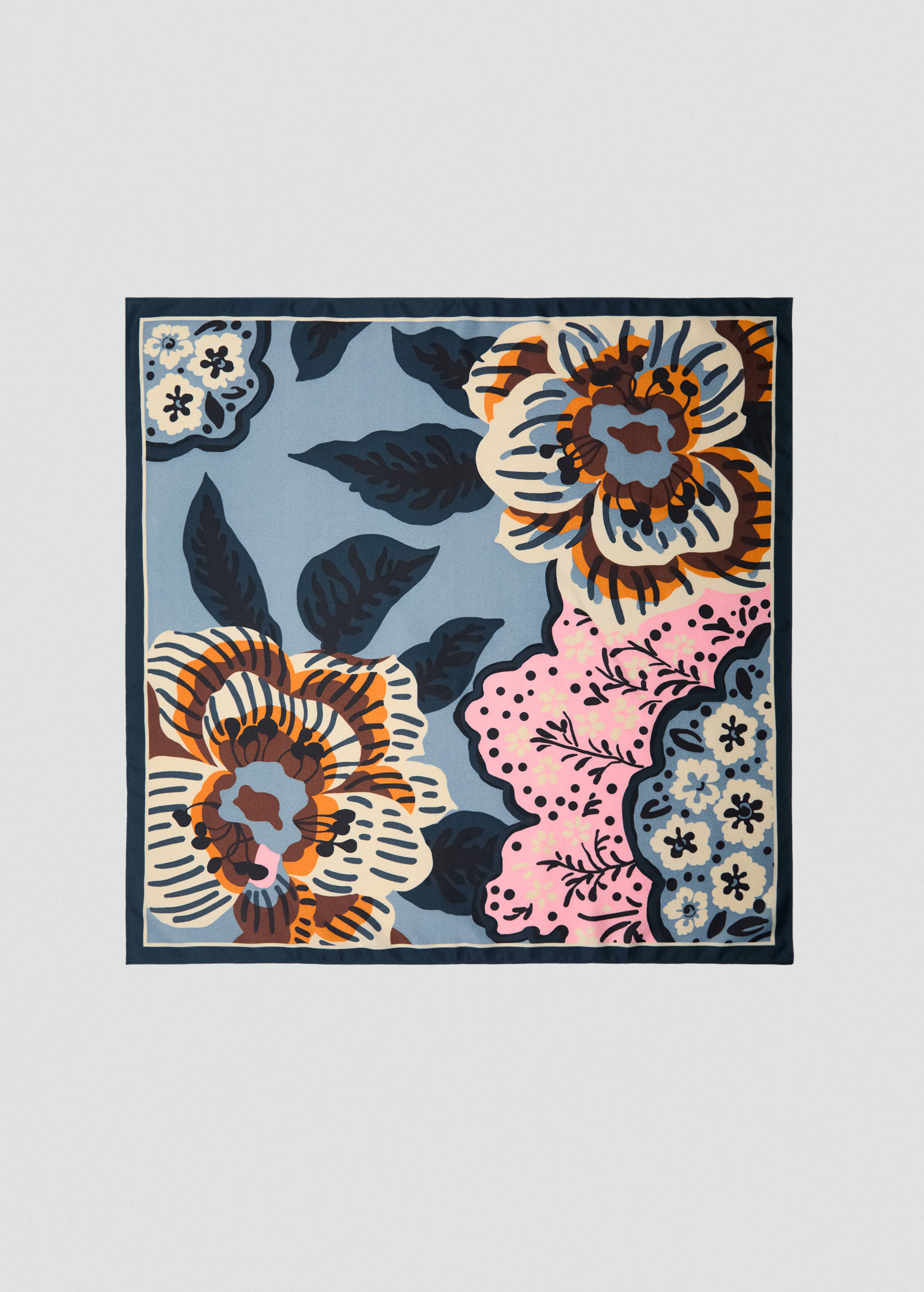 Floral satin scarf - Article without model