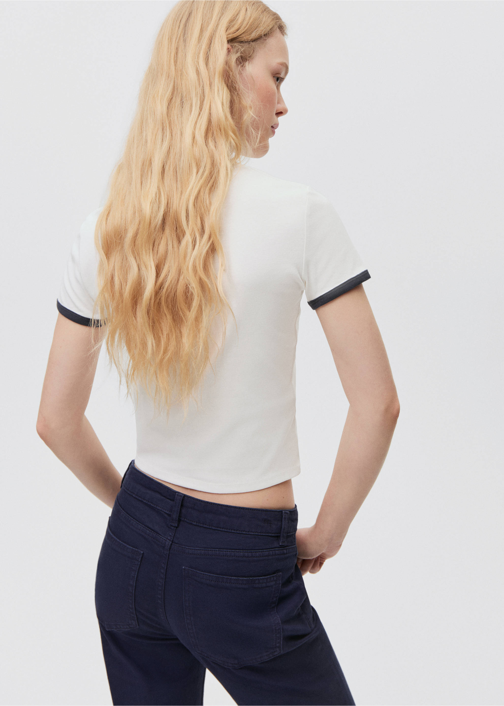 Cropped cotton T-shirt - Reverse of the article, Off White. Ref: 87002543-00.