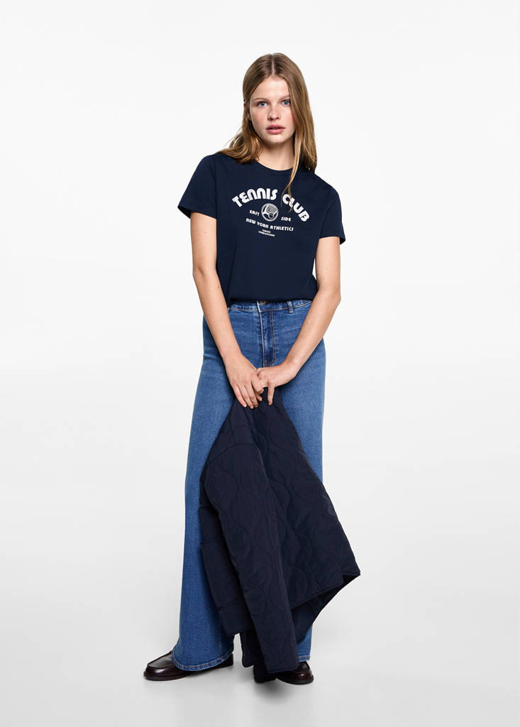 Short-sleeved t-shirt with message — Dark Navy