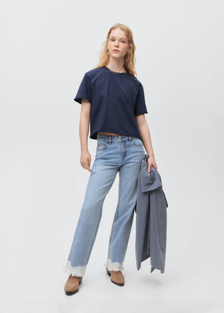 MANGO TEEN - T-shirt crop bleu marine foncé - XXS - Fille Teen