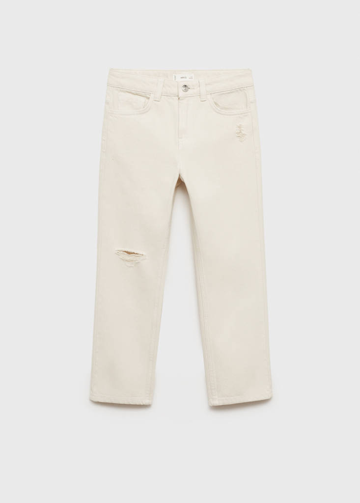 Ripped straight jeans — Sand
