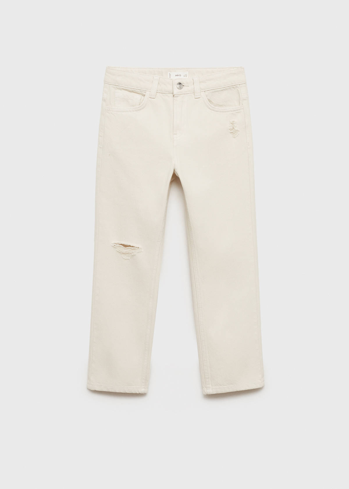 Ripped straight jeans — Sand