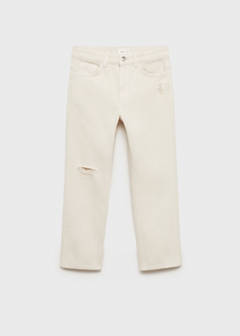 Ripped straight jeans — Sand 4