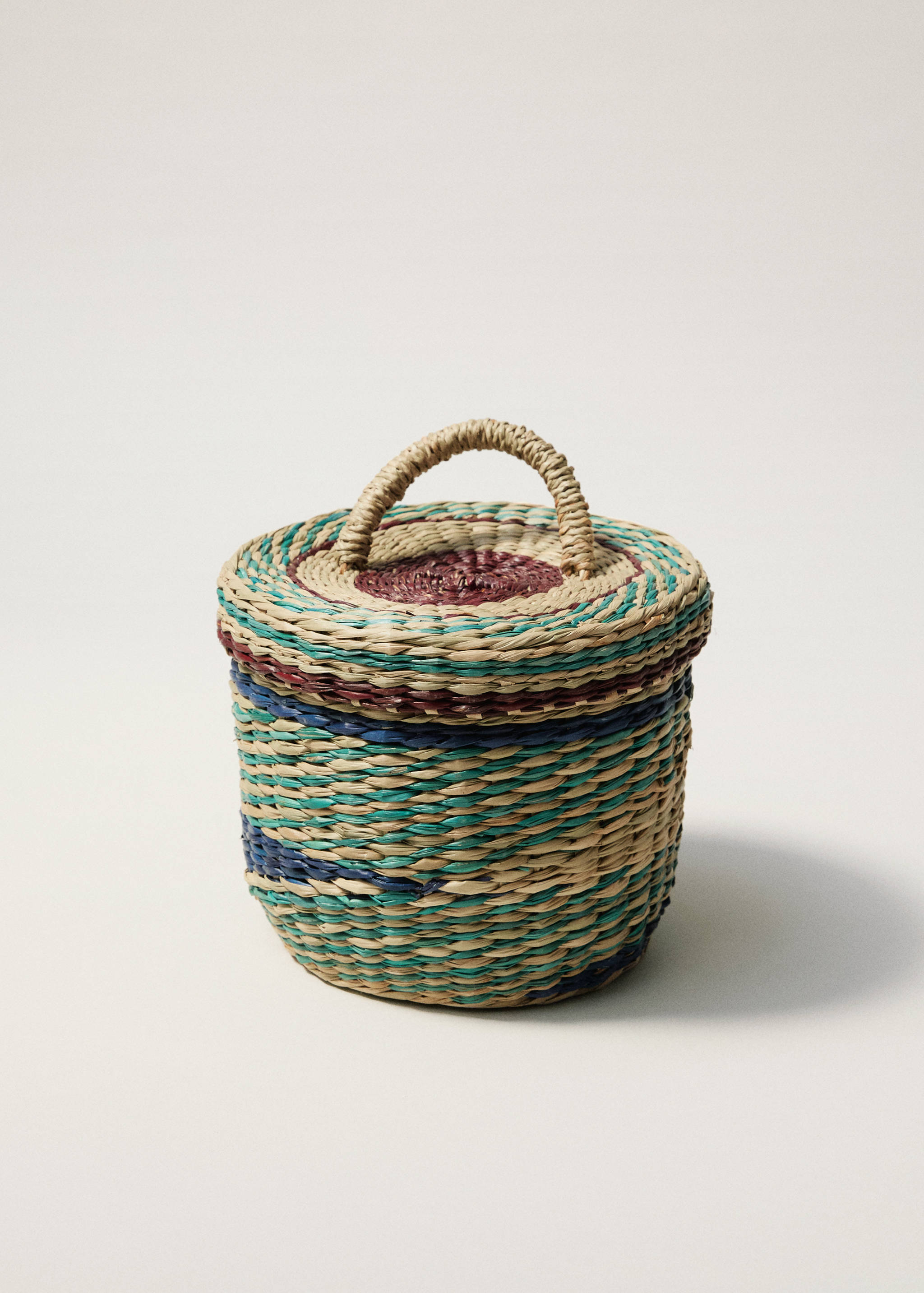 Panier en jonc de mer coloré avec petit couvercle - Détail de l'article 8