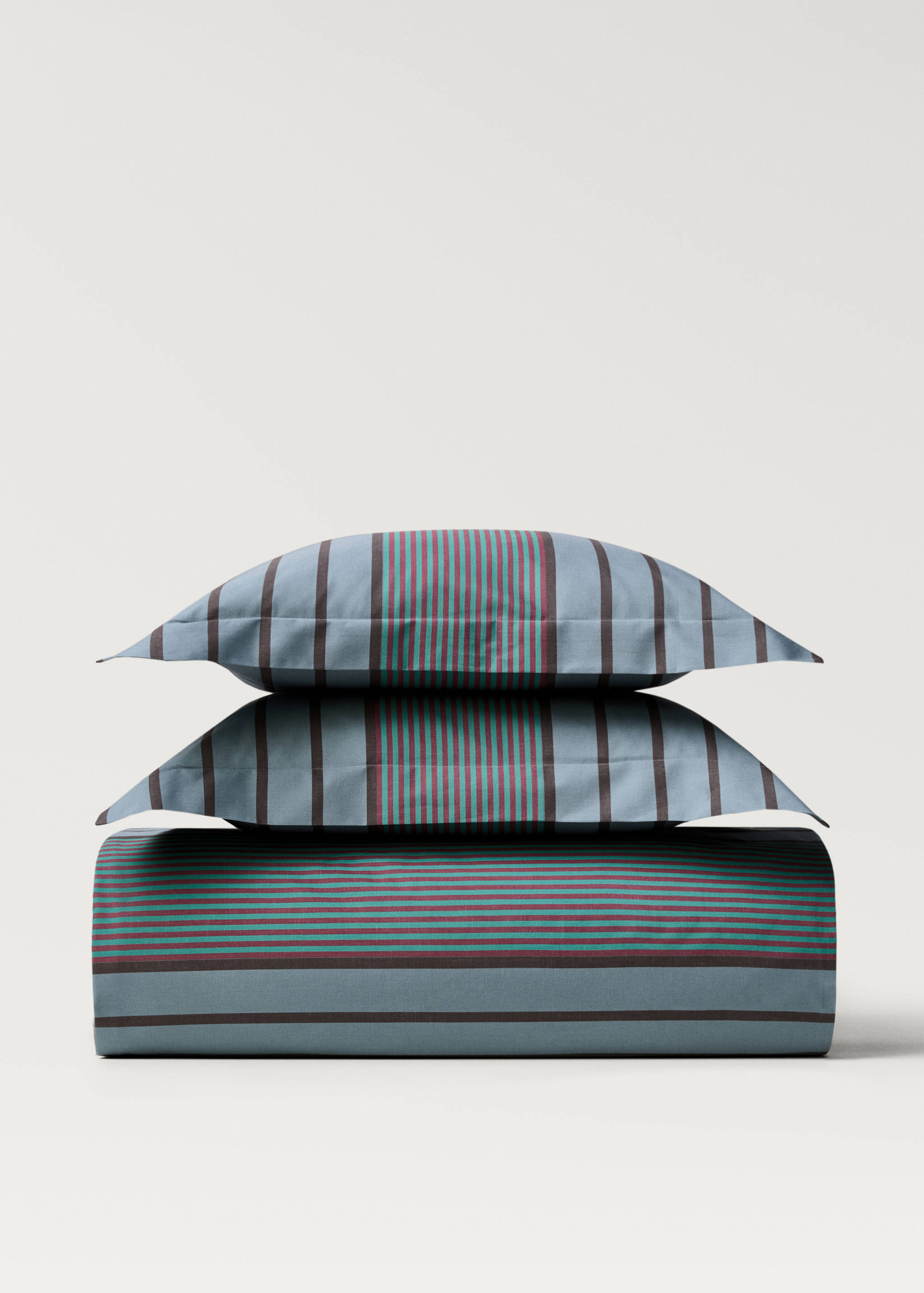 Percale cotton multi-striped duvet cover King bed - Article without model