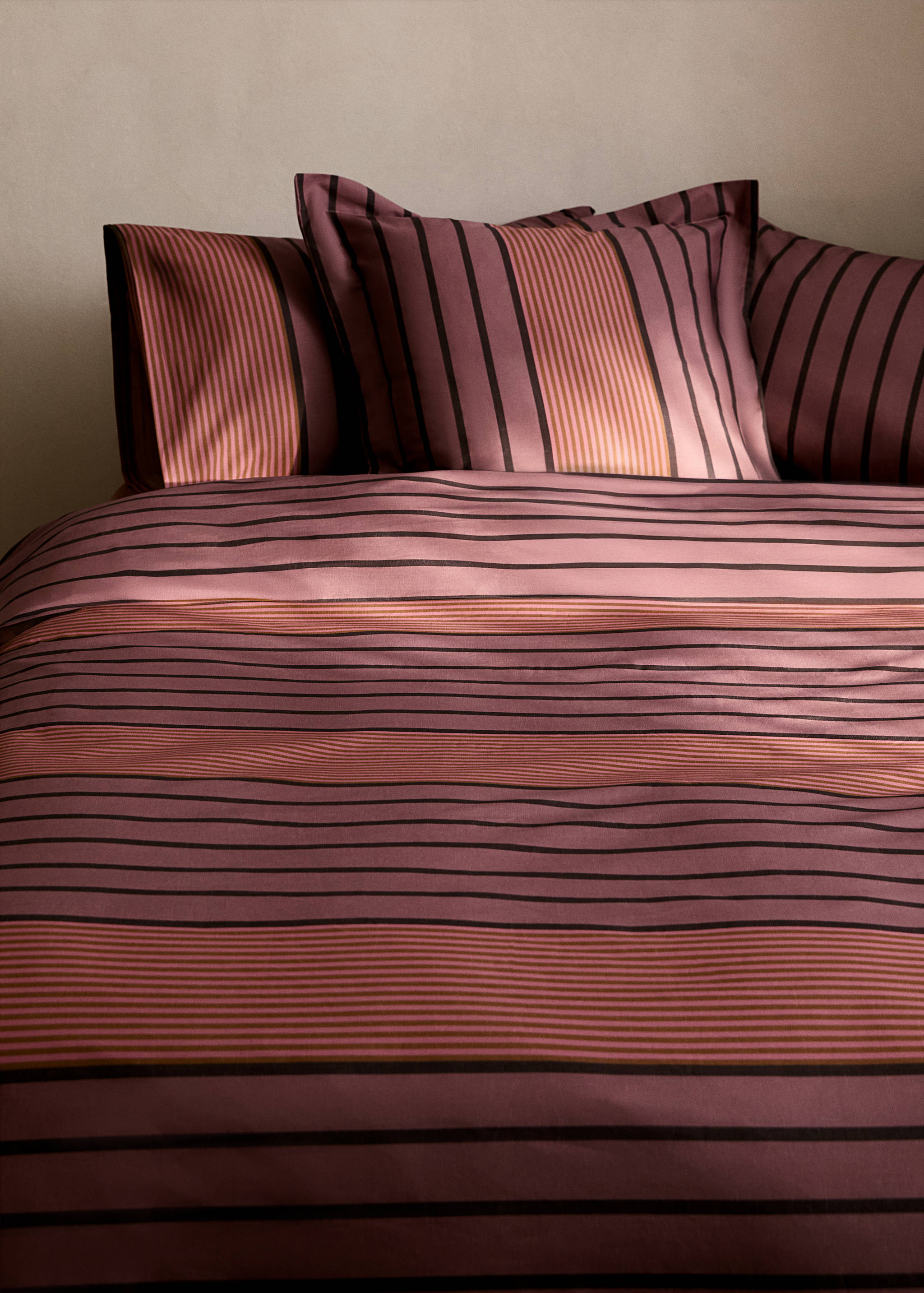 Cotton percale multi-striped duvet cover for 150/160 cm bed - Details of the article 7