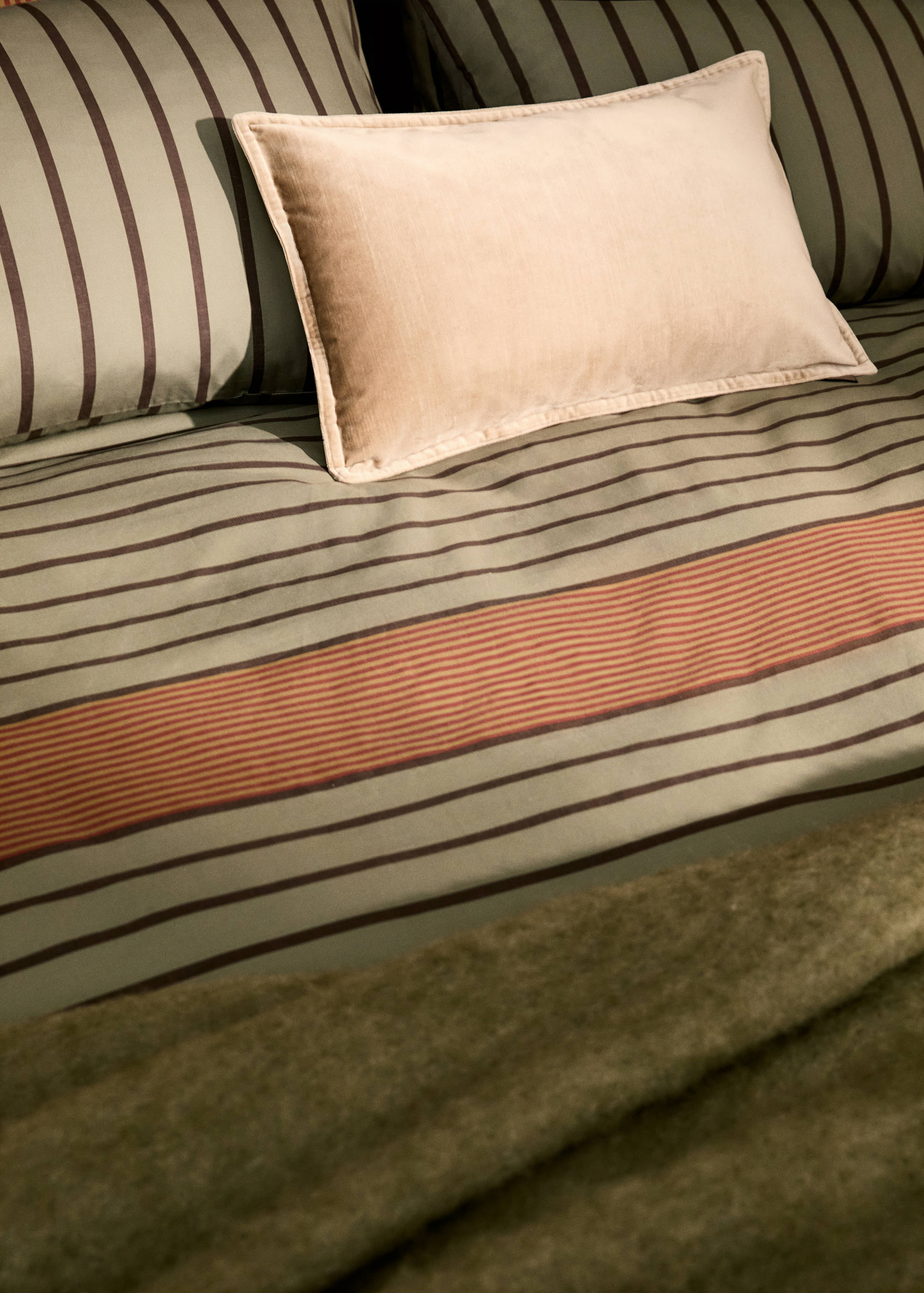 Cotton percale multi-striped duvet cover for 135/140 cm bed - Details of the article 7
