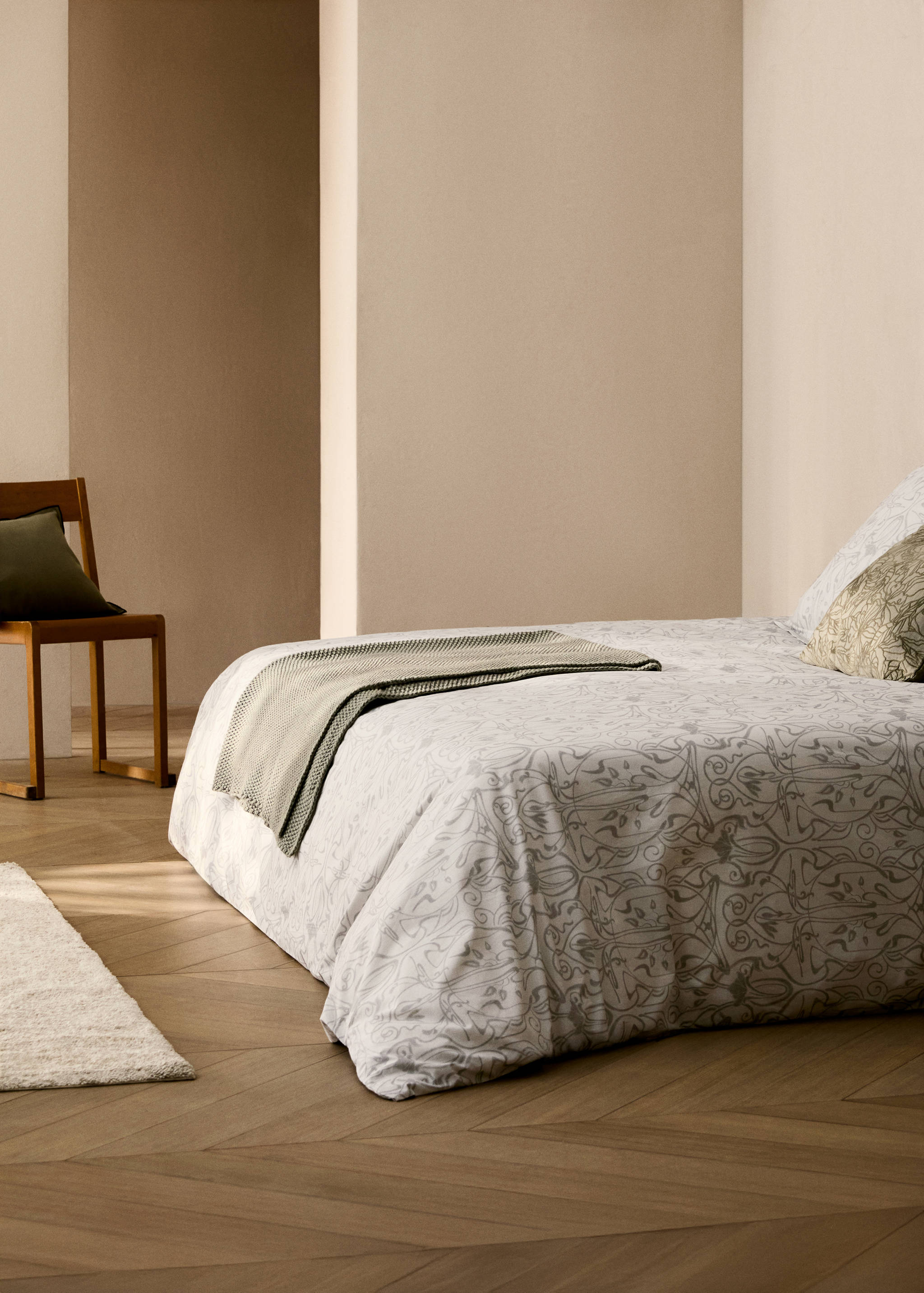 Cotton percale duvet cover with ornamental print for 150/160 cm bed - General plane